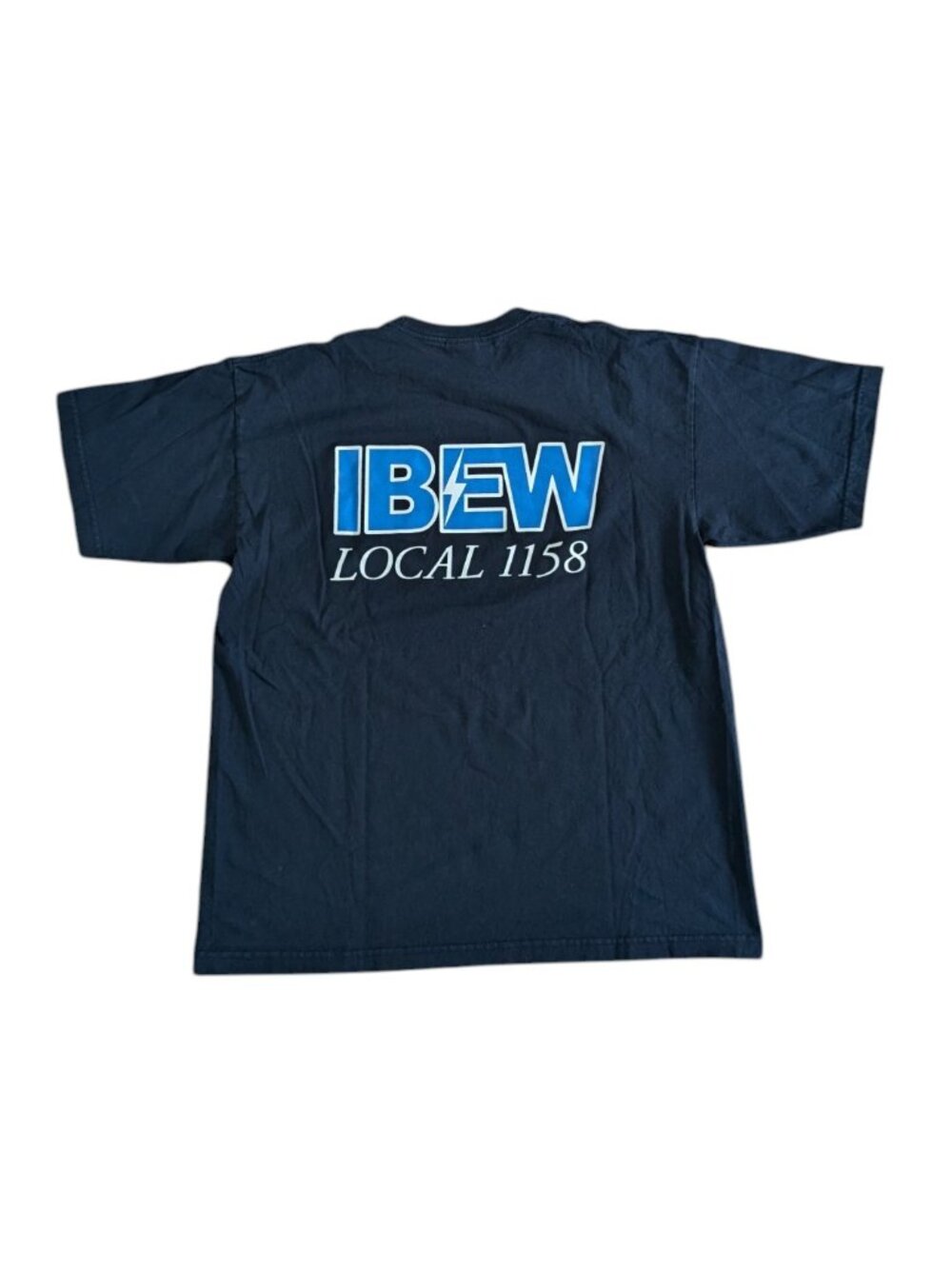 Vintage UNIONMADE IBEW Mens Local Union 1158 Two Sided Graphic Shirt Size Sz L